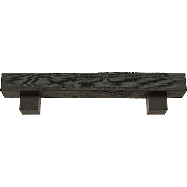 Kit W/ Alamo Corbels, Burnished Cedar, 8H  X 8D X 84W Rough Sawn Faux Wood Fireplace ManteL